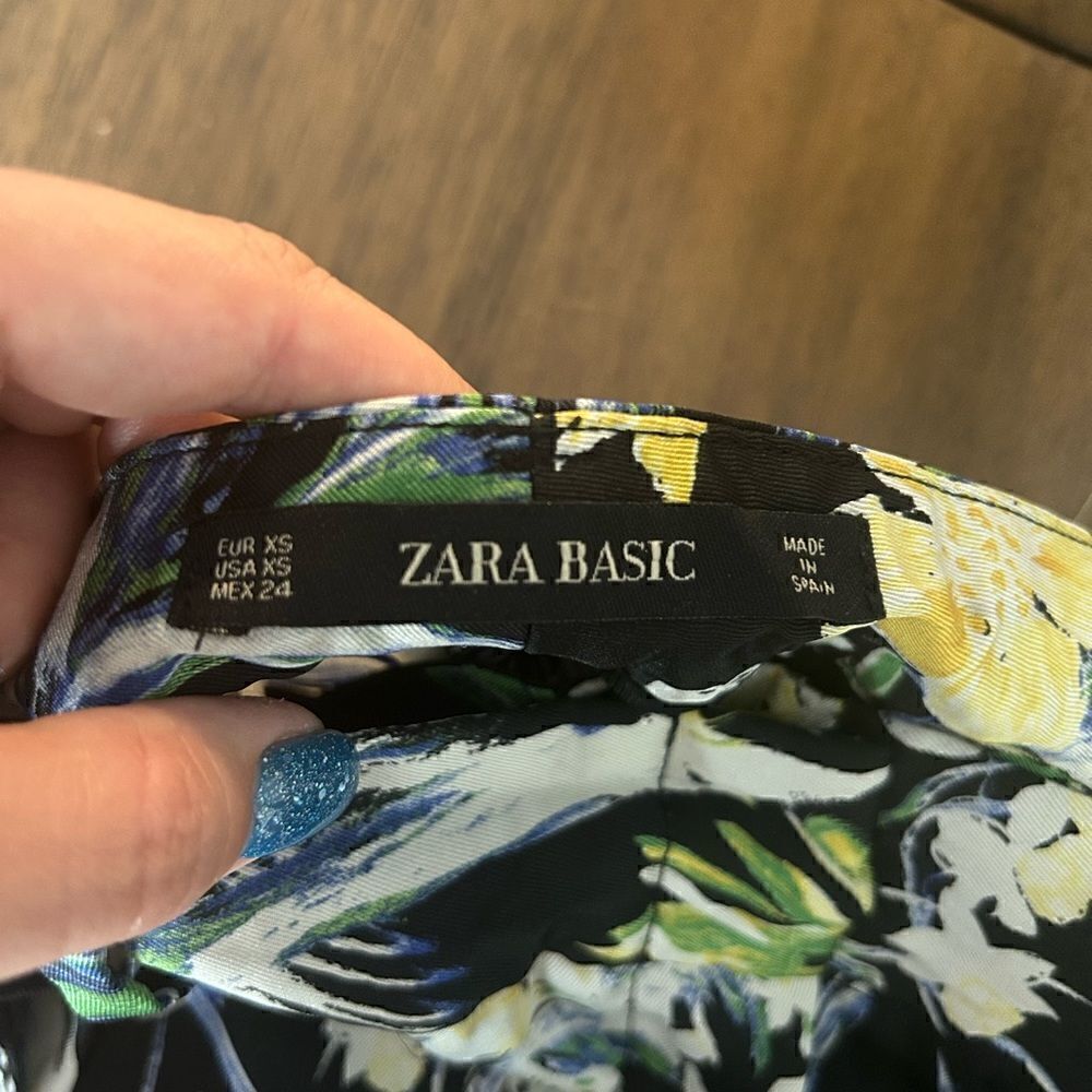 Zara Women’s Tropical Floral Wide Leg Beach Pants Tie Waist XS - Picture 5 of 6
